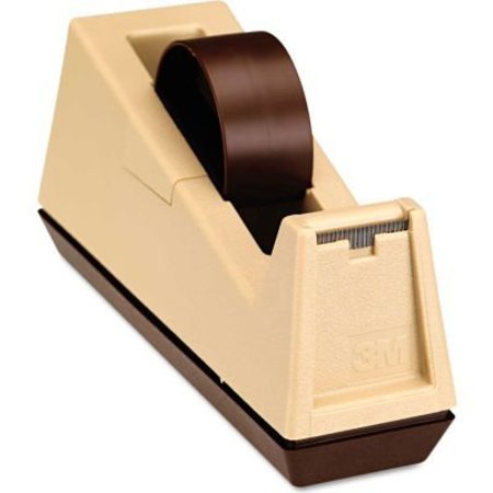 3M Scotch¬Æ Heavy-Duty Weighted Desktop Tape Dispenser, 3" Core, Plastic, Putty/Brown C25